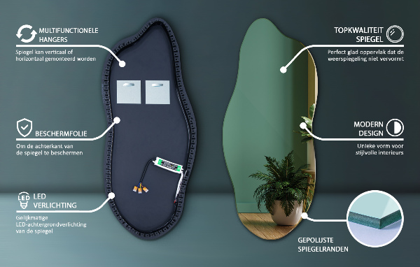 Espejo original con luz led 40x90 cm