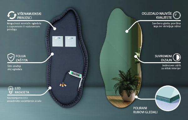 Espejo original con luz led 45x100 cm