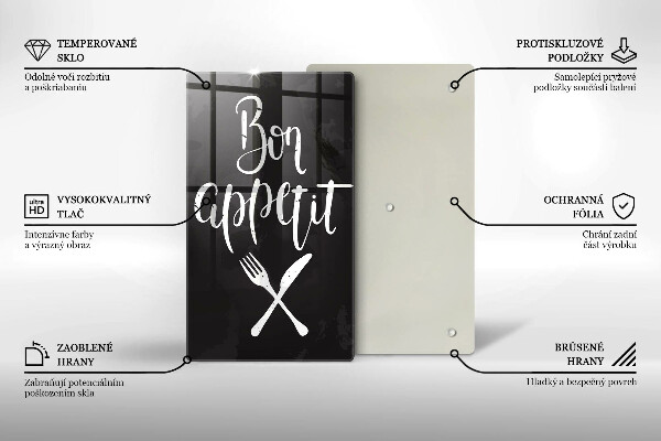 De vidrio templado Inscripción de Bon appetit