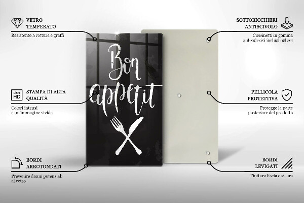 De vidrio templado Inscripción de Bon appetit