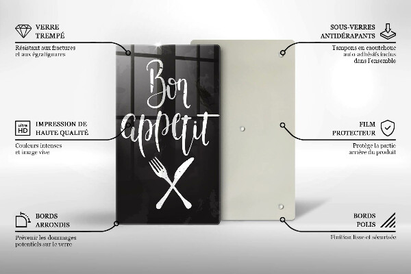 De vidrio templado Inscripción de Bon appetit