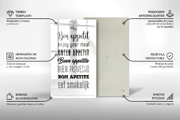 De vidrio templado Inscripción de cocina diciendo