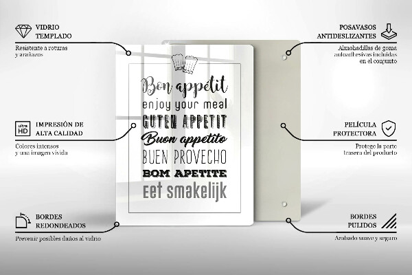 De vidrio templado Inscripción de cocina diciendo