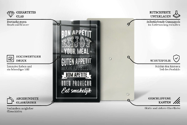 De vidrio templado Inscripción para la cocina frase