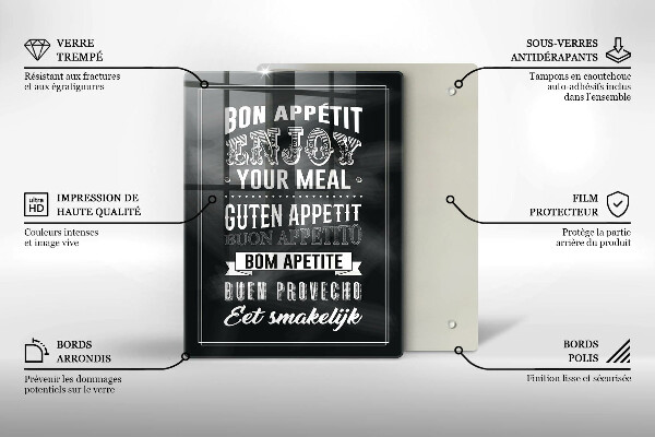 De vidrio templado Inscripción para la cocina frase