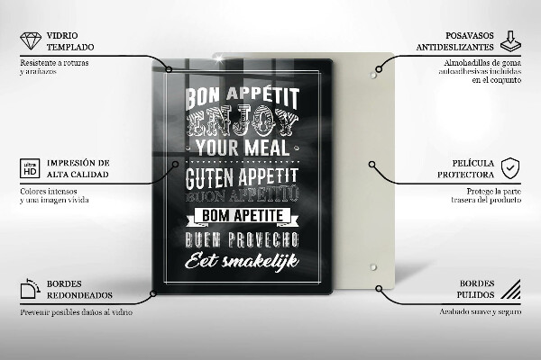 De vidrio templado Inscripción para la cocina frase