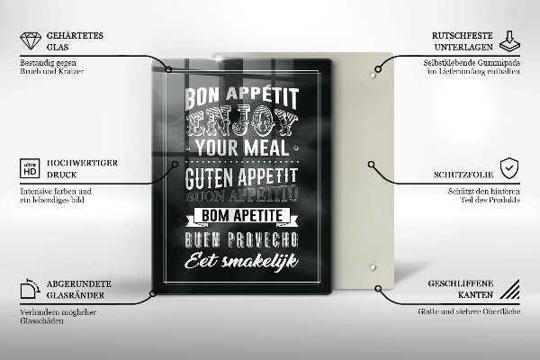 De vidrio templado Inscripción para la cocina frase