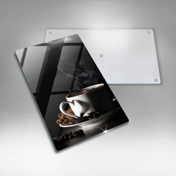 De vidrio templado Una taza de café caliente