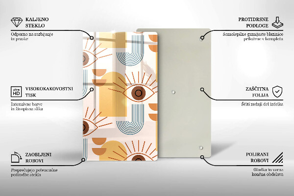 De vidrio templado Patrón de ojos boho