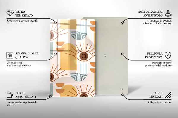 De vidrio templado Patrón de ojos boho