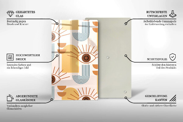 De vidrio templado Patrón de ojos boho