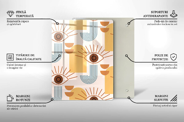 De vidrio templado Patrón de ojos boho