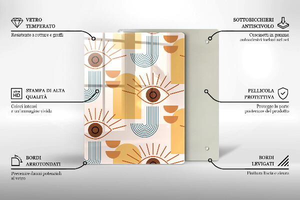 De vidrio templado Patrón de ojos boho