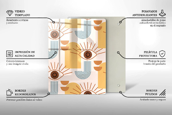 De vidrio templado Patrón de ojos boho