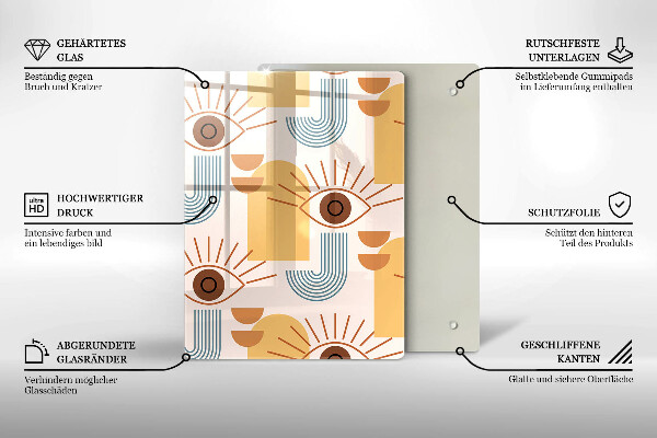 De vidrio templado Patrón de ojos boho