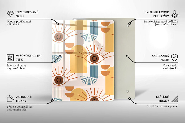 De vidrio templado Patrón de ojos boho