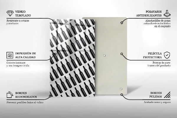 De vidrio templado botellas de vino negro