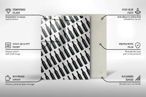 De vidrio templado botellas de vino negro