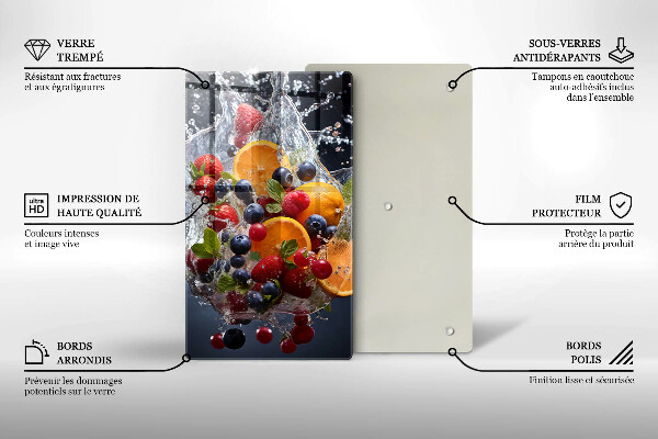 De vidrio templado frutas en agua