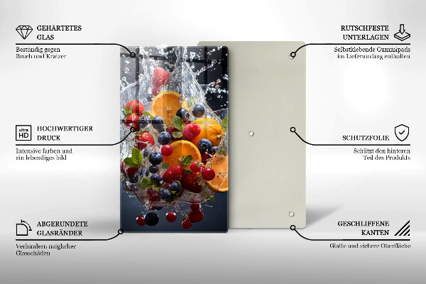 De vidrio templado frutas en agua