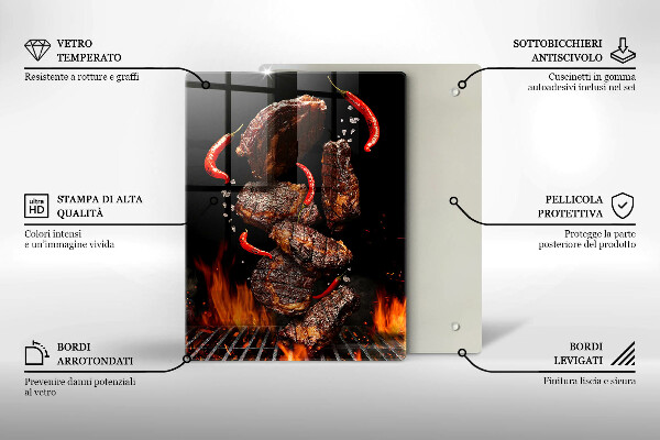 De vidrio templado Carne a la parrilla