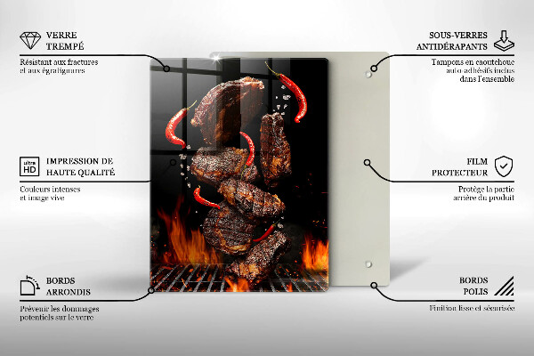De vidrio templado Carne a la parrilla
