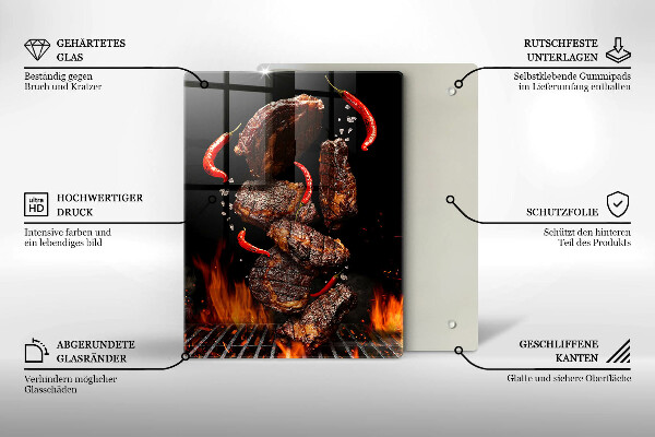 De vidrio templado Carne a la parrilla