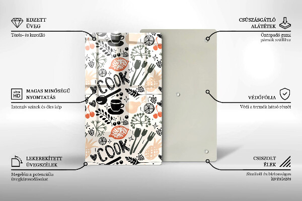 De vidrio templado Motivo de cocina de dibujos animados