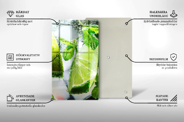 De vidrio templado Agua con lima y hielo