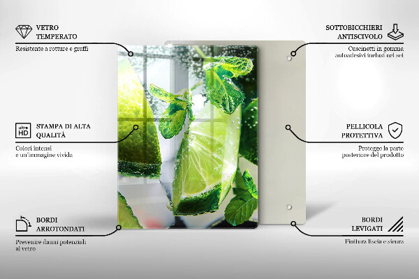 De vidrio templado Agua con lima y hielo