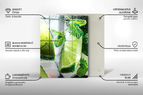 De vidrio templado Agua con lima y hielo