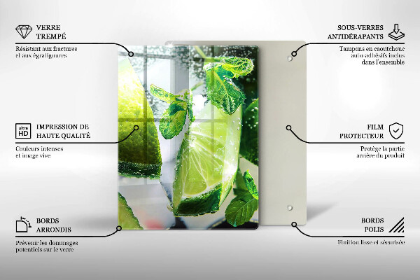 De vidrio templado Agua con lima y hielo