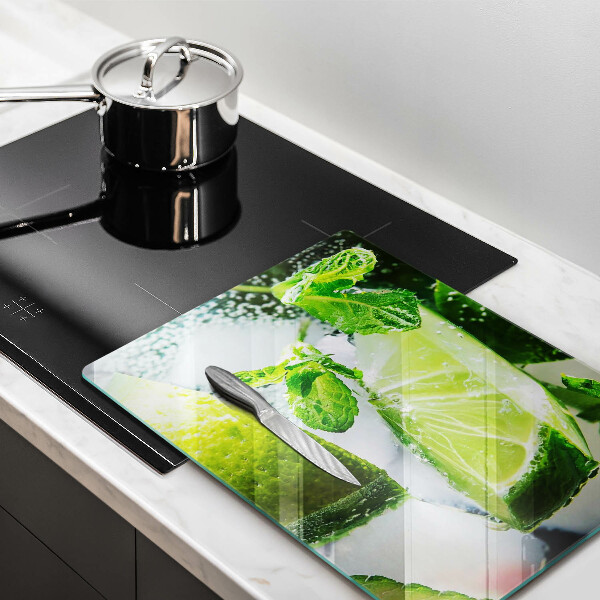 De vidrio templado Agua con lima y hielo