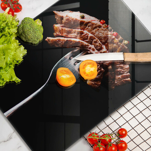 De vidrio templado Carne en un tenedor