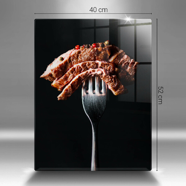 De vidrio templado Carne en un tenedor