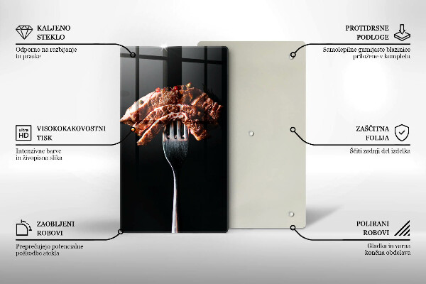 De vidrio templado Carne en un tenedor