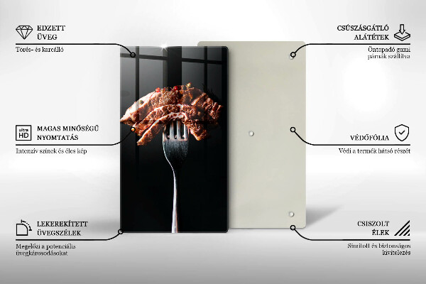 De vidrio templado Carne en un tenedor