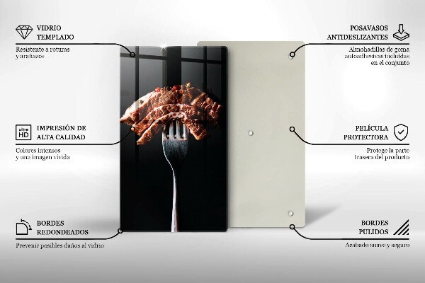 De vidrio templado Carne en un tenedor