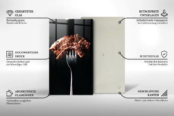 De vidrio templado Carne en un tenedor