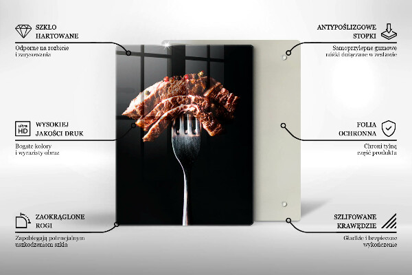 De vidrio templado Carne en un tenedor