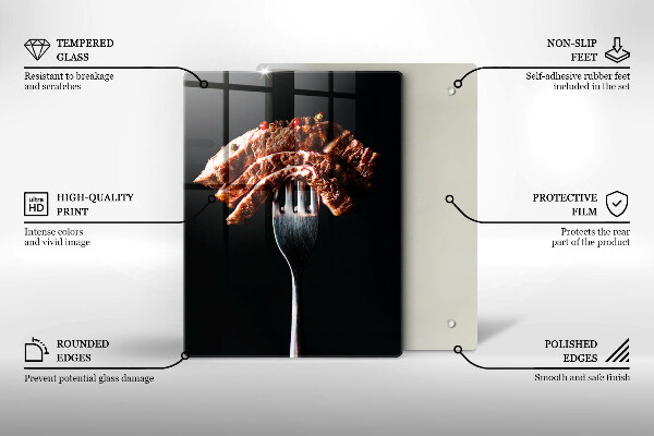 De vidrio templado Carne en un tenedor