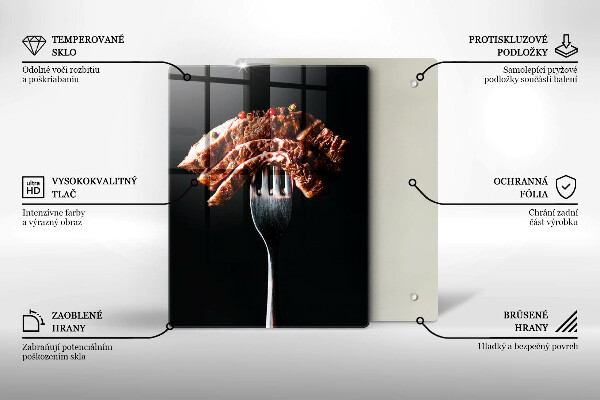 De vidrio templado Carne en un tenedor