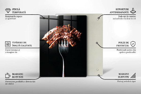 De vidrio templado Carne en un tenedor