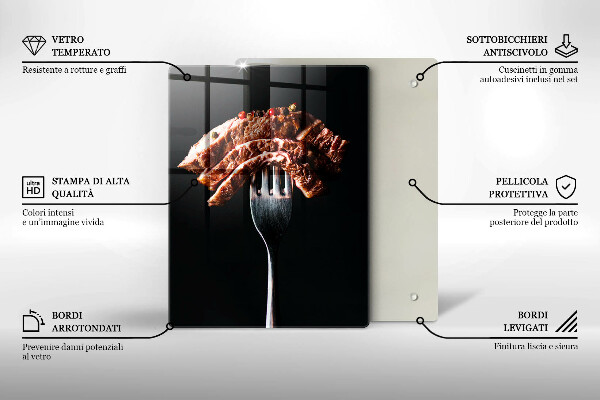 De vidrio templado Carne en un tenedor