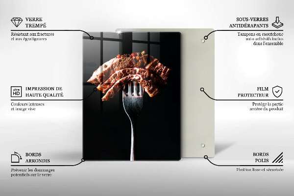 De vidrio templado Carne en un tenedor