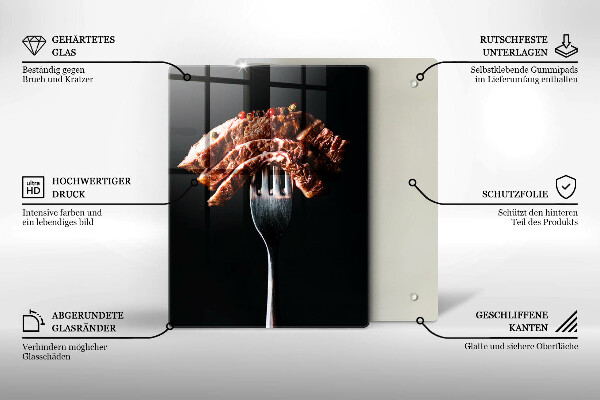 De vidrio templado Carne en un tenedor