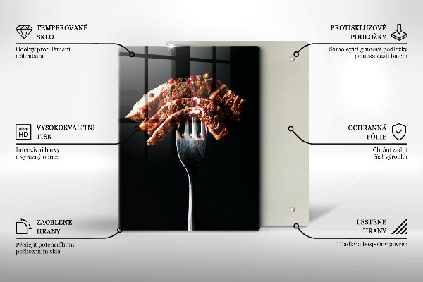 De vidrio templado Carne en un tenedor