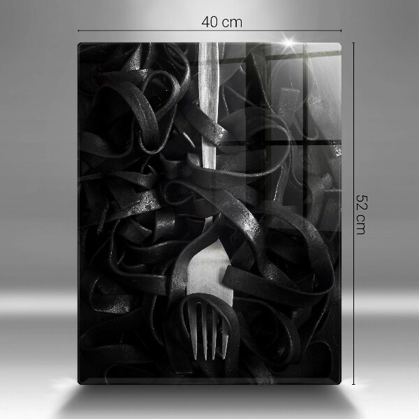 De vidrio templado Pasta negra y tenedor