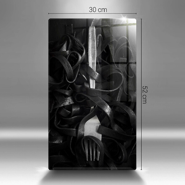 De vidrio templado Pasta negra y tenedor