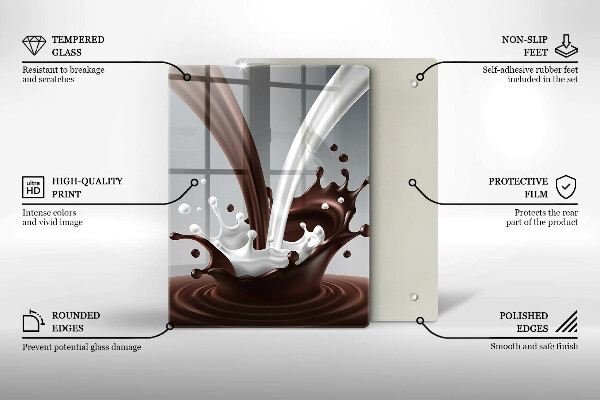 De vidrio templado leche y chocolate